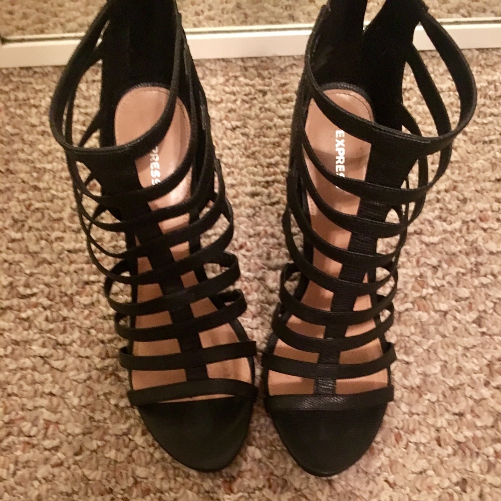 Strappy black heels