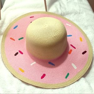 Marcus Adler pink wide brim straw sun hat