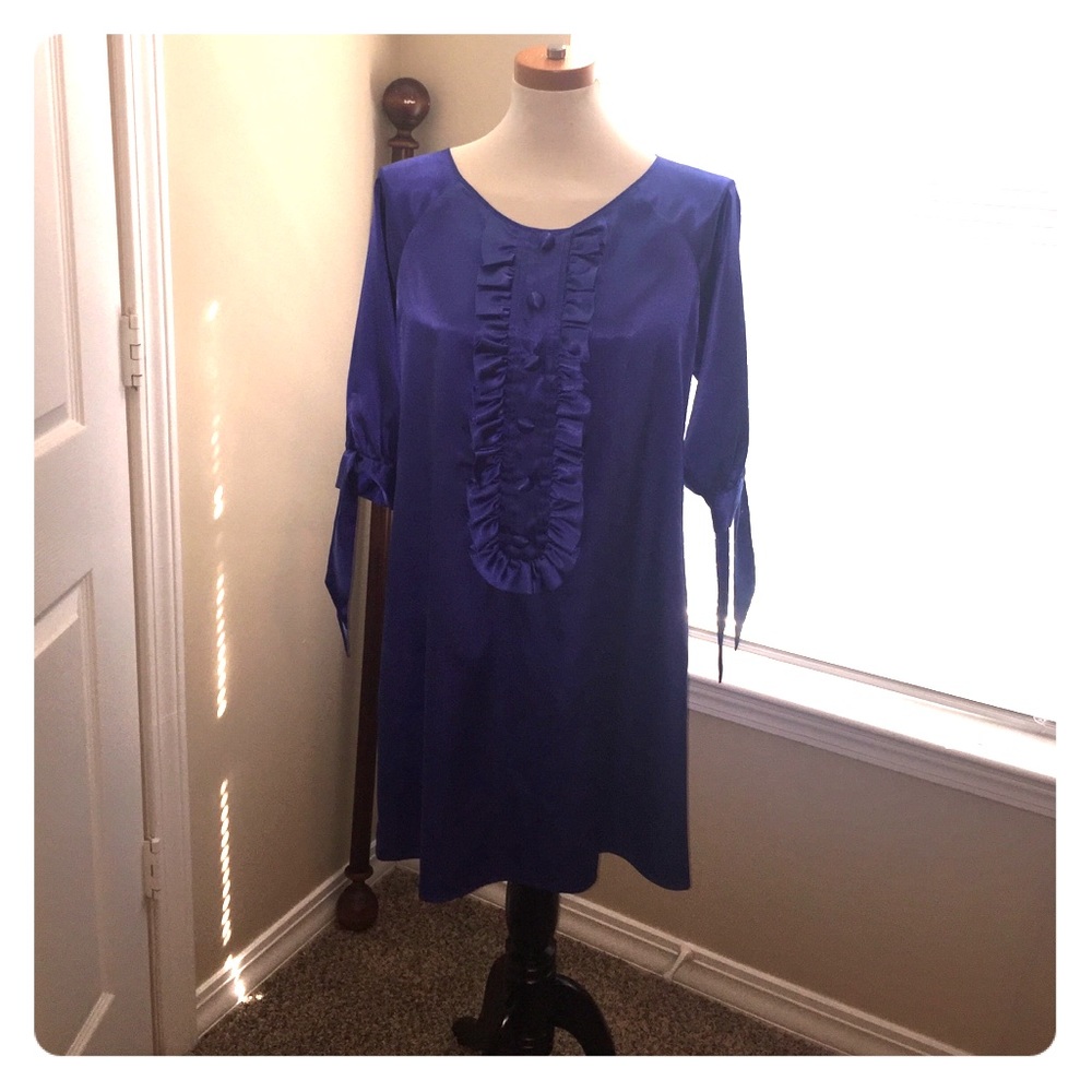 Egyptian royal blue satin dress