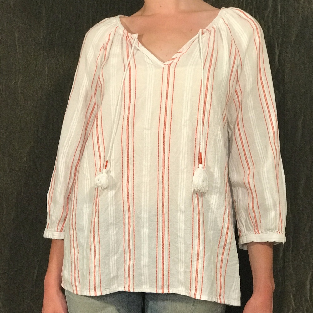 Merona Tangerine Stripe Blouse with Tassels