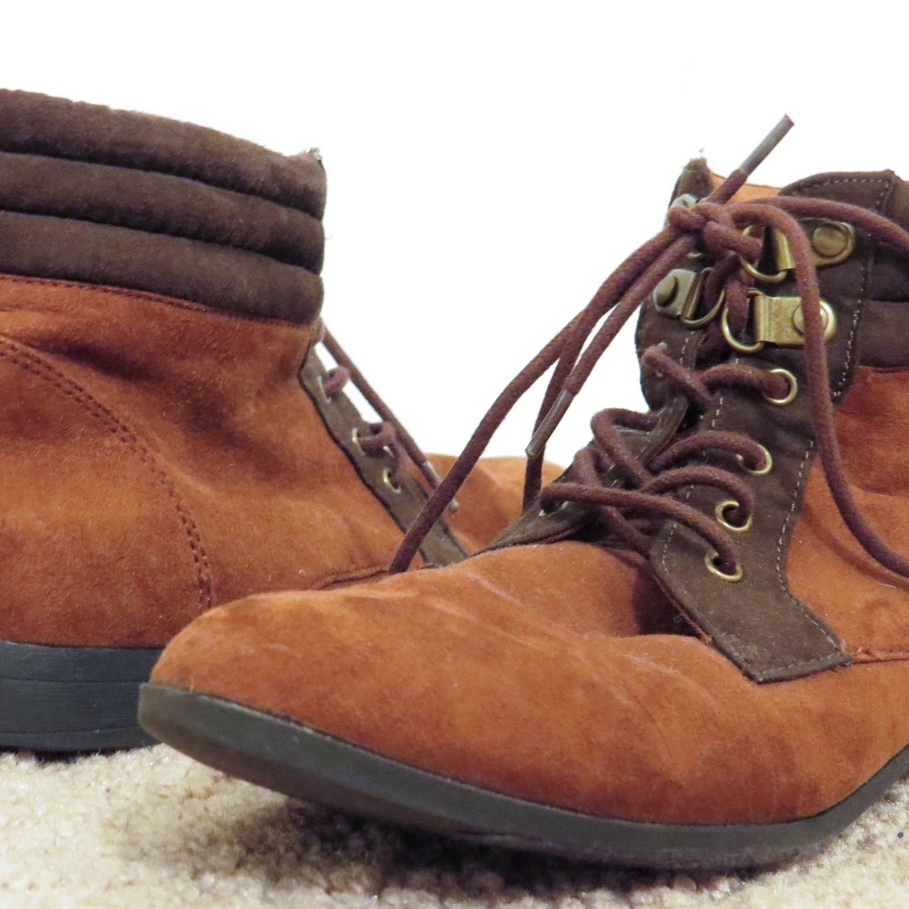 Brown faux suede booties