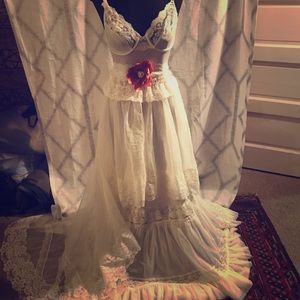 ♥️NEVER WORN CUSTOM LACE BOHO WEDDING DRESS♥️