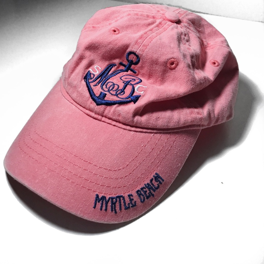 Myrtle Beach,SC Coral & Blue Anchor Monogram Hat