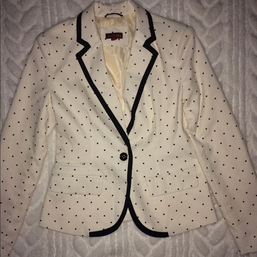 Merona cream with black trim career blazer.