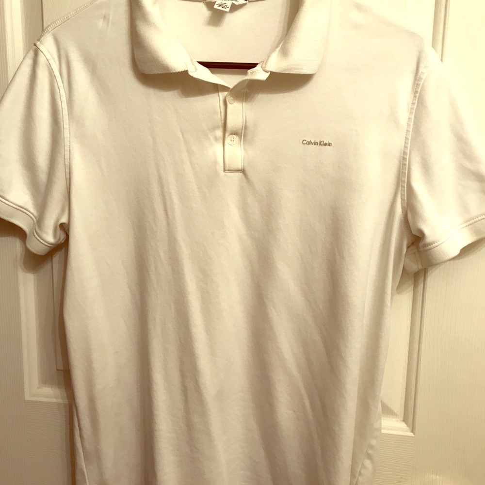 White Calvin Klein Men's Polo Shirt