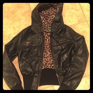 Leatherette cheetah print jacket