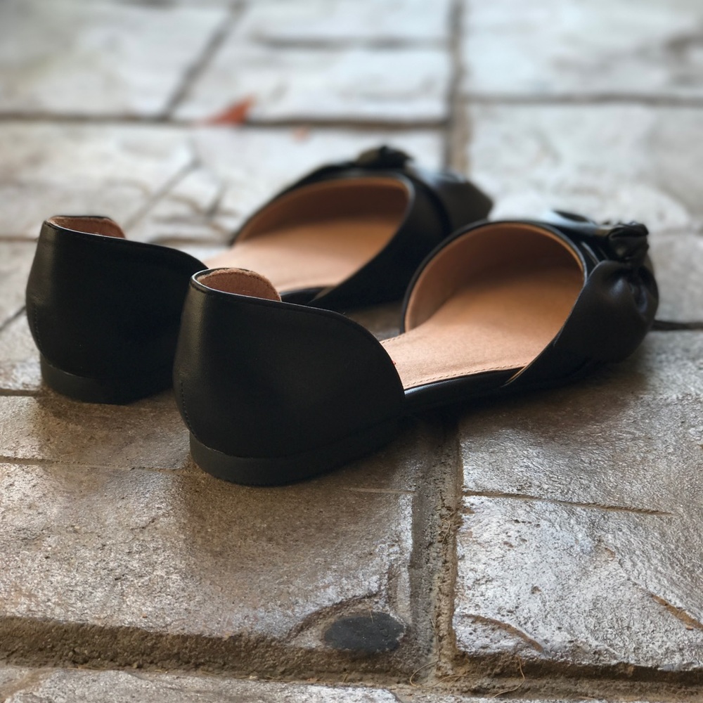 Black Vegan Leather Knott Bow Flats - Picture 5 of 6