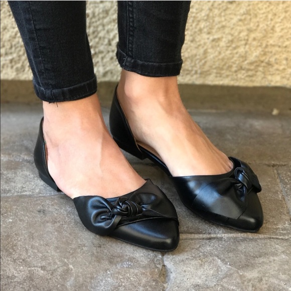 UNIONBAY Shoes - Black Vegan Leather Knott Bow Flats