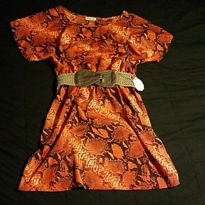 Snake Print Dress with Belt