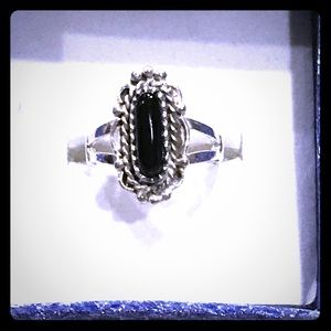 Vintage southwestern onyx silver ring