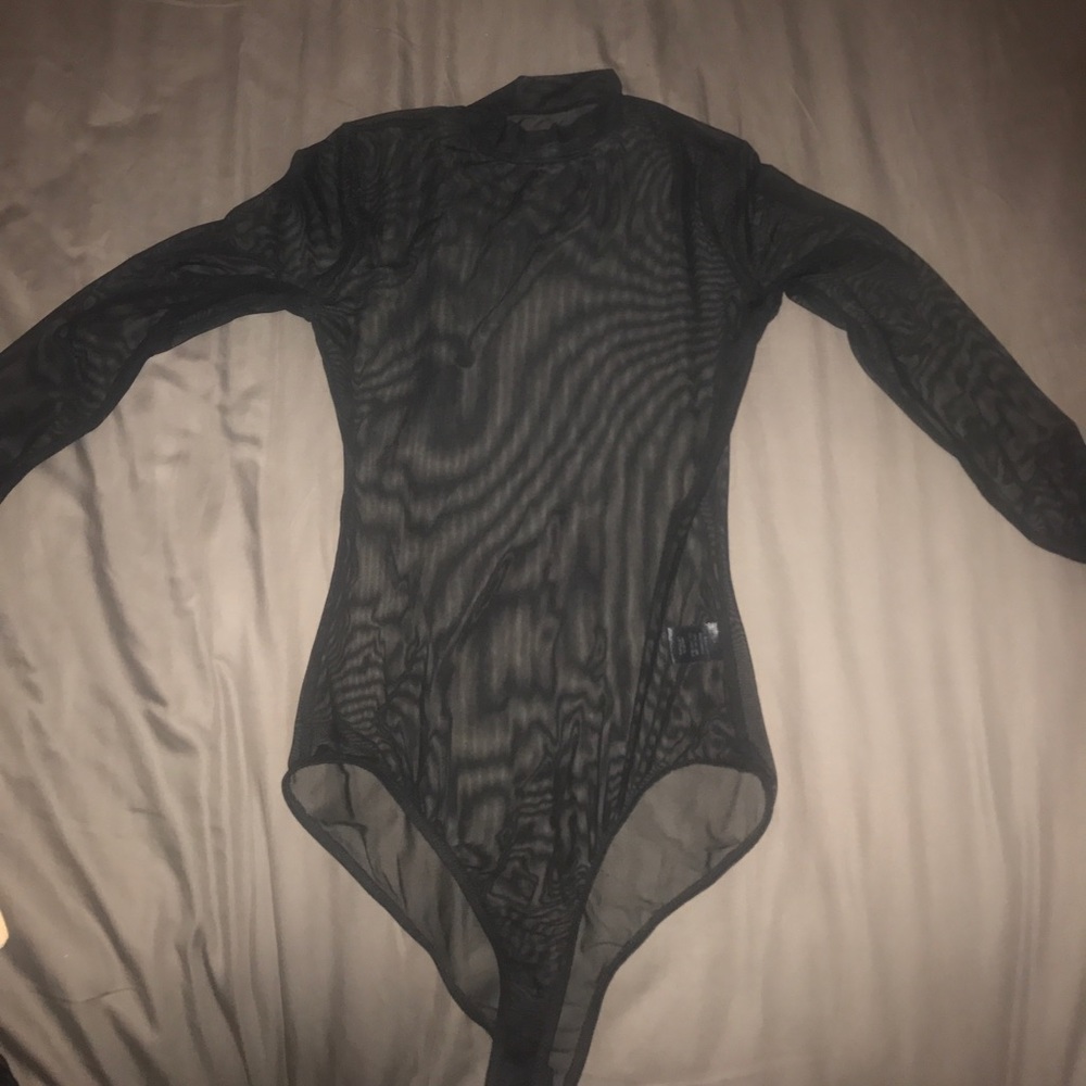 Mesh long sleeve bodysuit