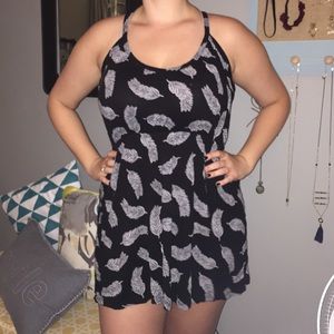 Black/white feathered dress