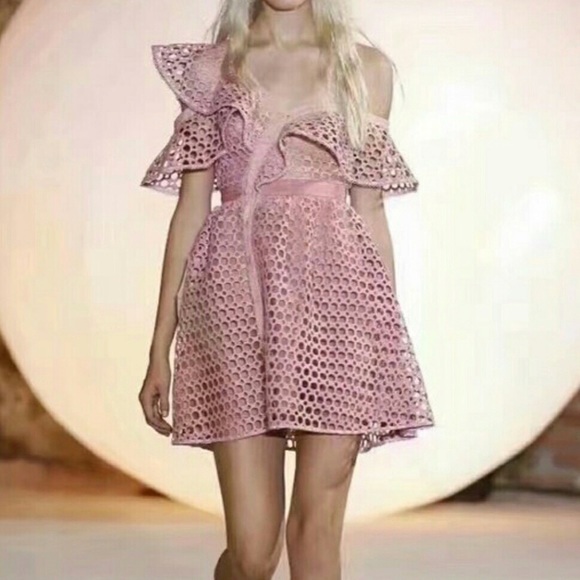 Self-Portrait Dresses & Skirts - NWT pink self portrait Lace Frill Mini Dress US4