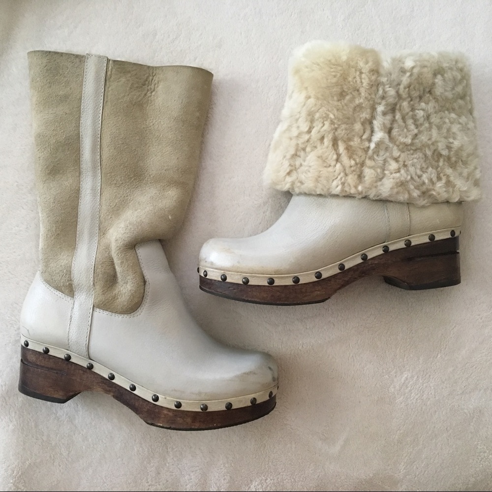 Frye Sheep Skin Clog Boots