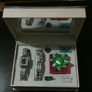 Watch bracelet and earrings