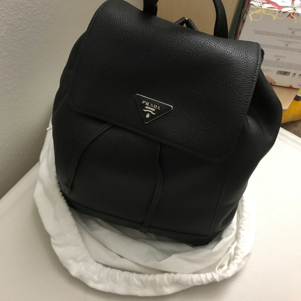 Prada backpack black leather w/ authenticity card