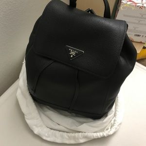Prada backpack black leather w/ authenticity card