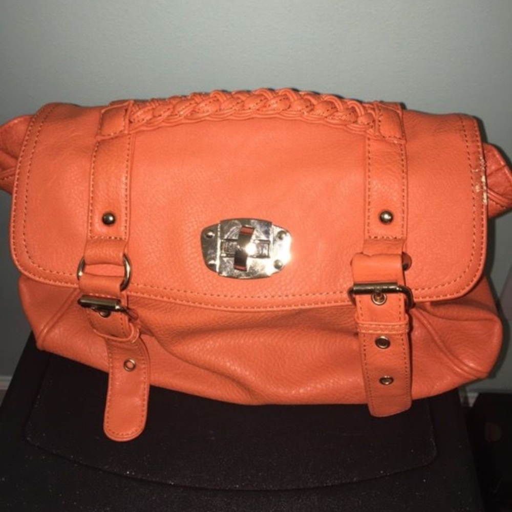 Orange Handbag w/ Crossbody Straps