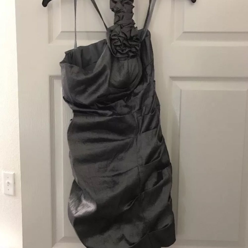 Dark gray Silver cocktail dress Floral