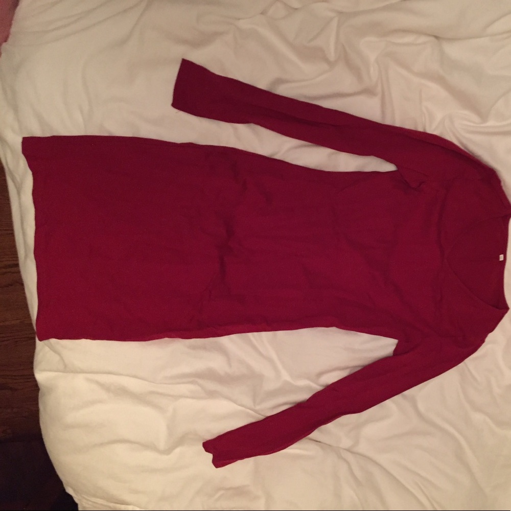 Deep red long sleeve dress