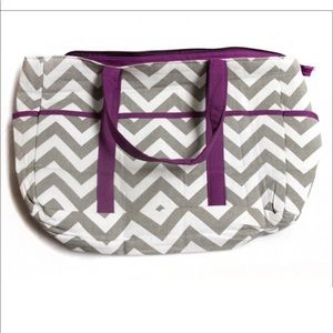 Chevron Diaper Large Tote Bag Purple & Gray + GWP!