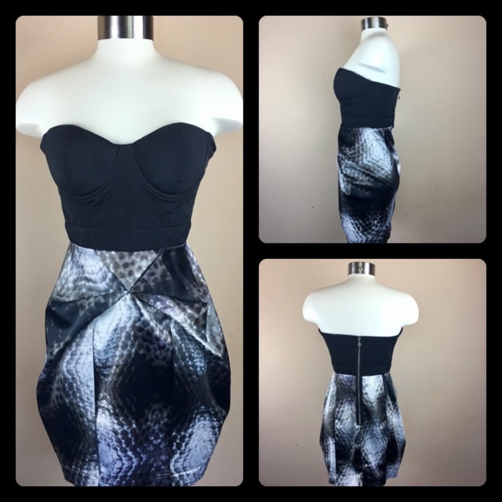 Lipsy London Sz.10 Black & Gray Corset Tube Dress