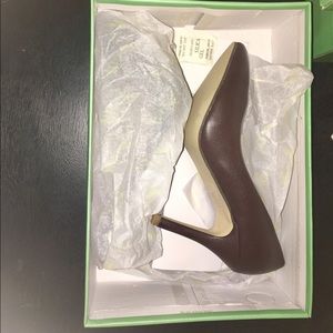 Faux leather slip on heels