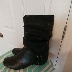 Black leather boots
