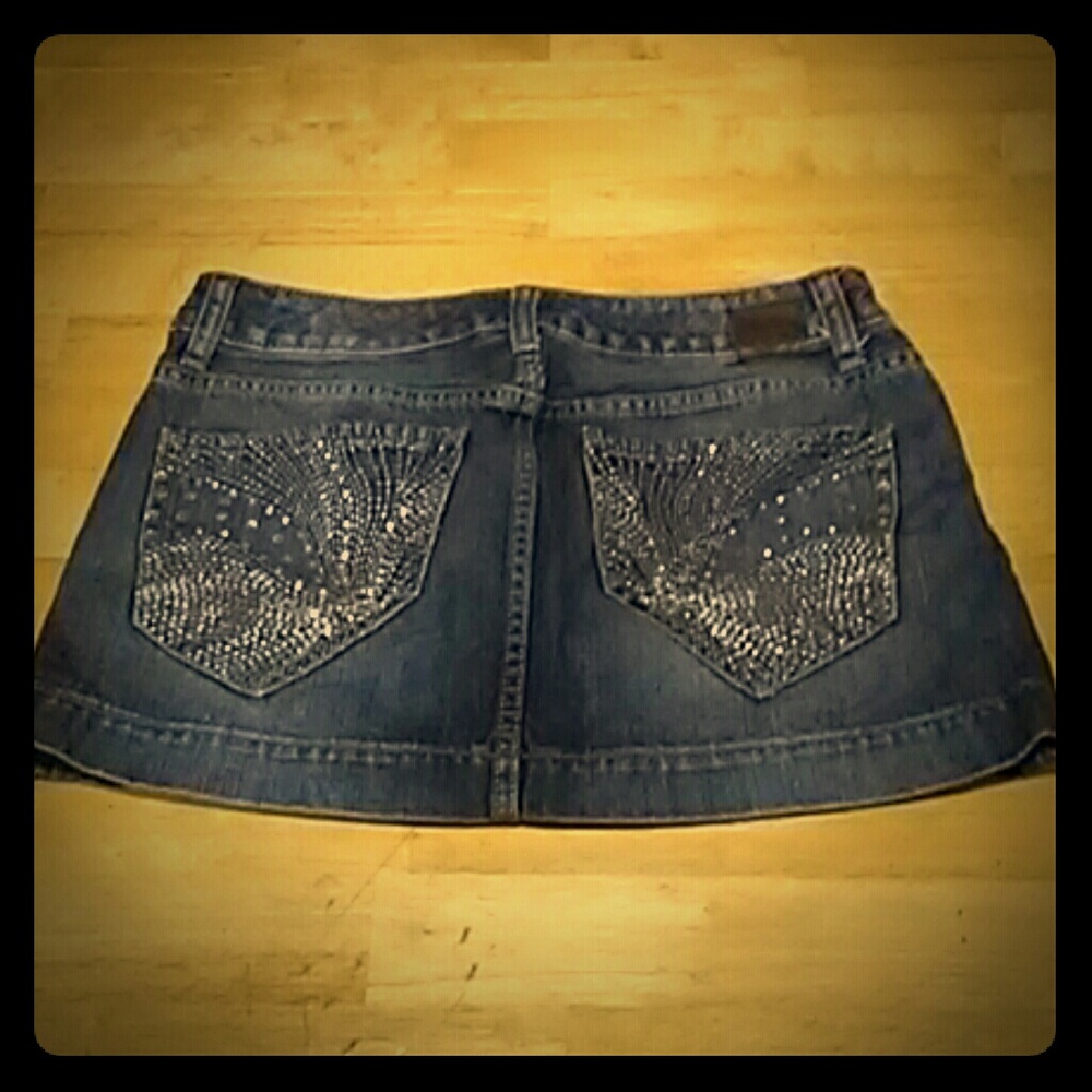NWOT/QUALITY DENIM ×2 embellished jean mini skirt