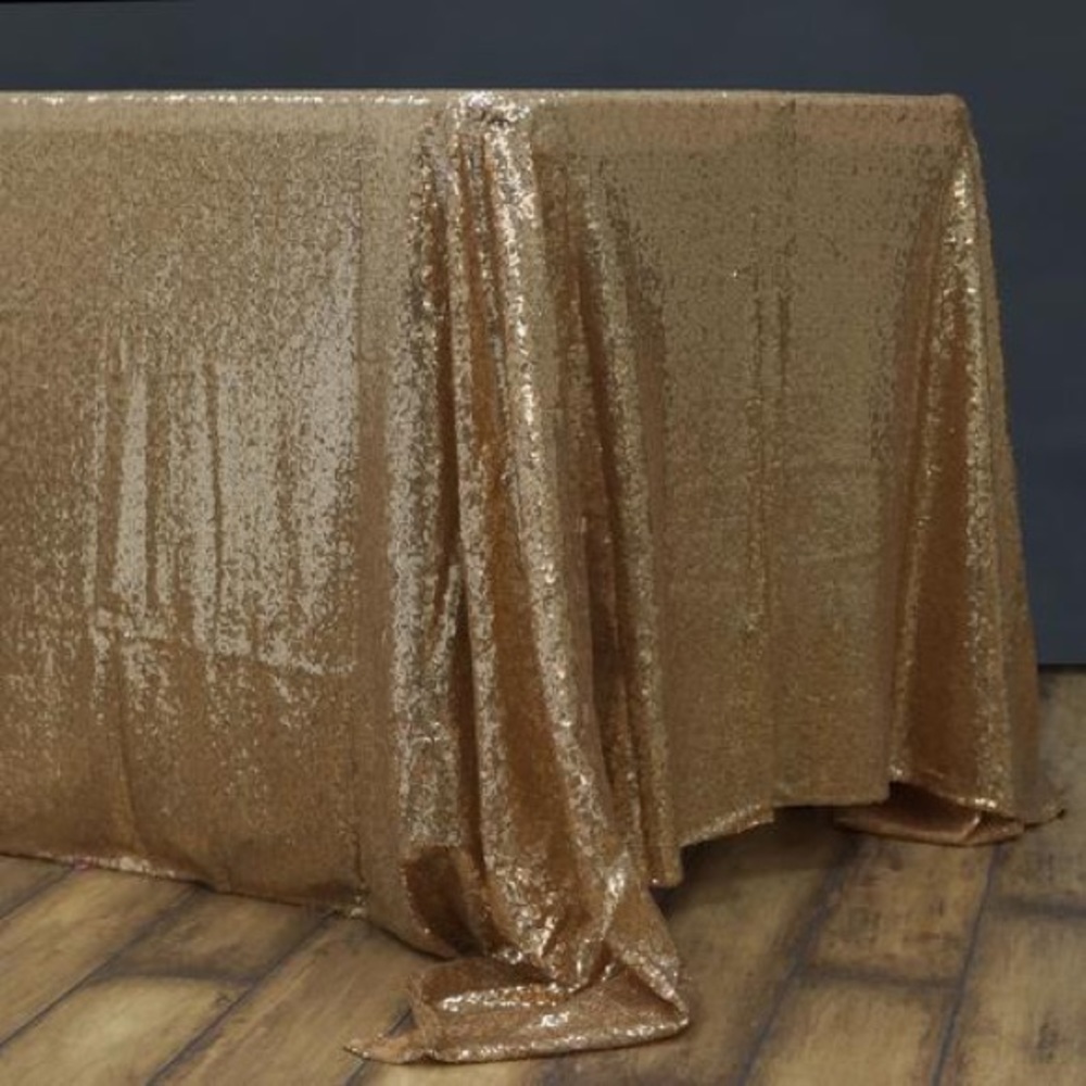 Gold sequin table cloth