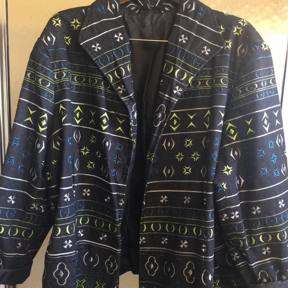 Aztec print lined blazer