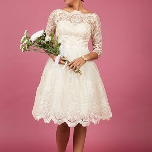 Chi Chi London Gilded Lace Dress - Champagne