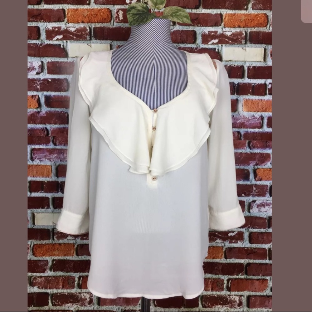 ANTHROPOLOGIE HD in Paris Cream Sheer Ruffle