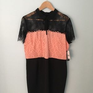 Pink and Black Lace Dress