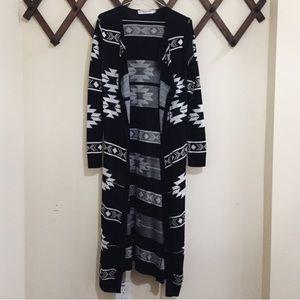 Black & white Aztec south western duster cardigan