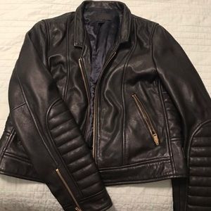 Black real J Crew leather jacket
