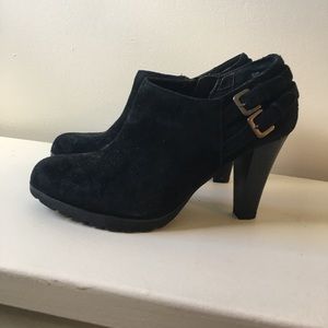 Black suede booties