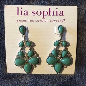 Lia Sophia NWT teal with diamonds earrings