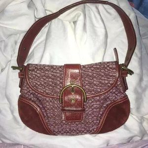 Genuine leather and suede coach satchel