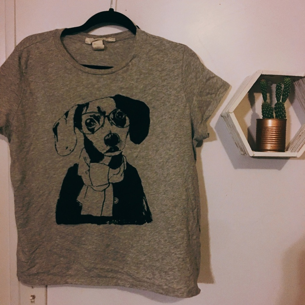 Grey Puppy Retro T-shirt