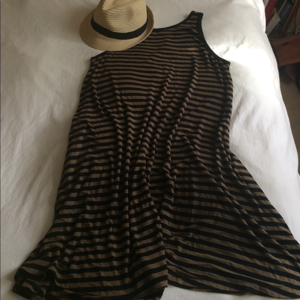 Striped high neck stretchy dress