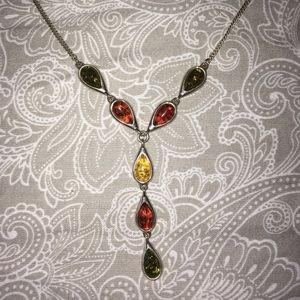 Genuine Amber and sterling silver necklace