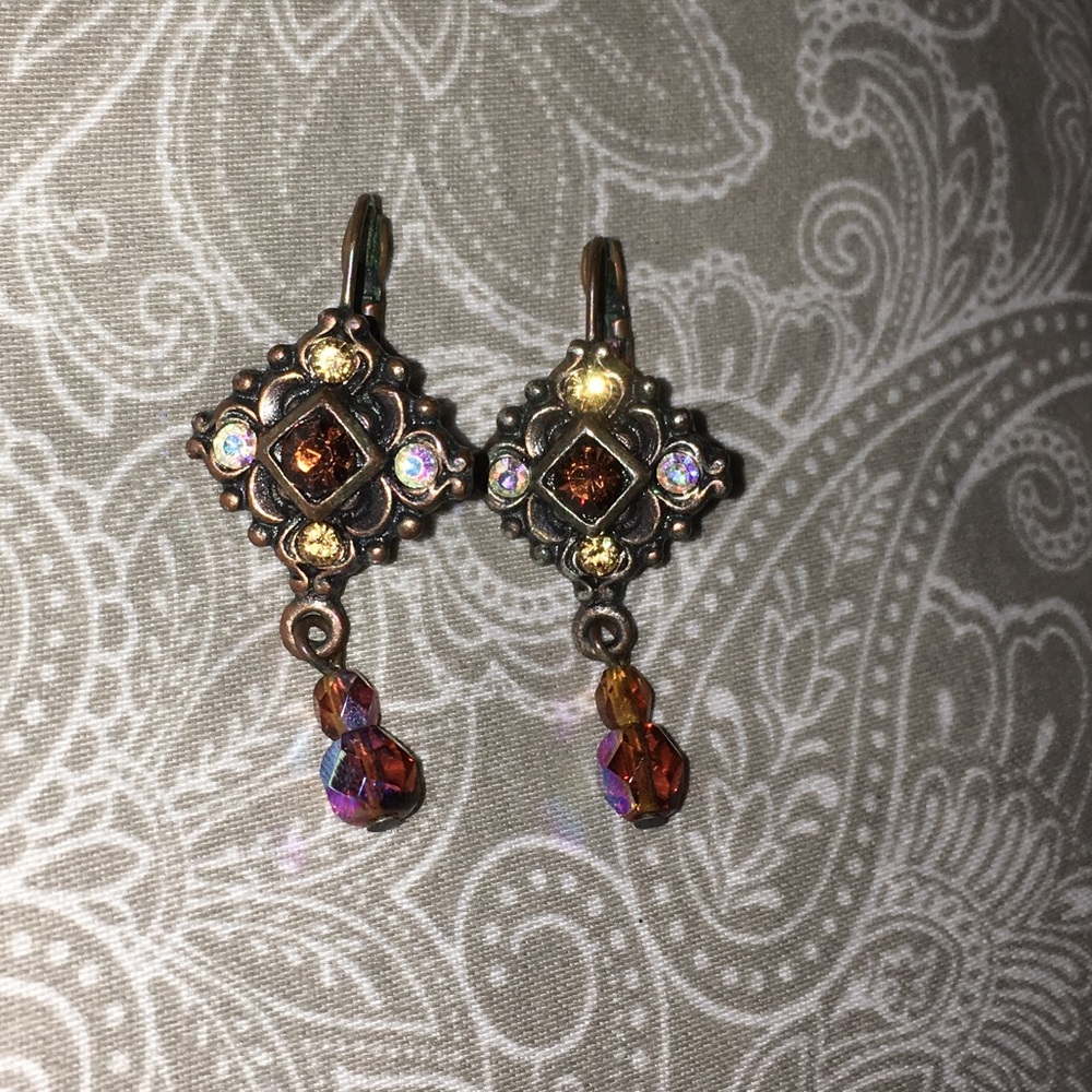 Orange and bronze earrings