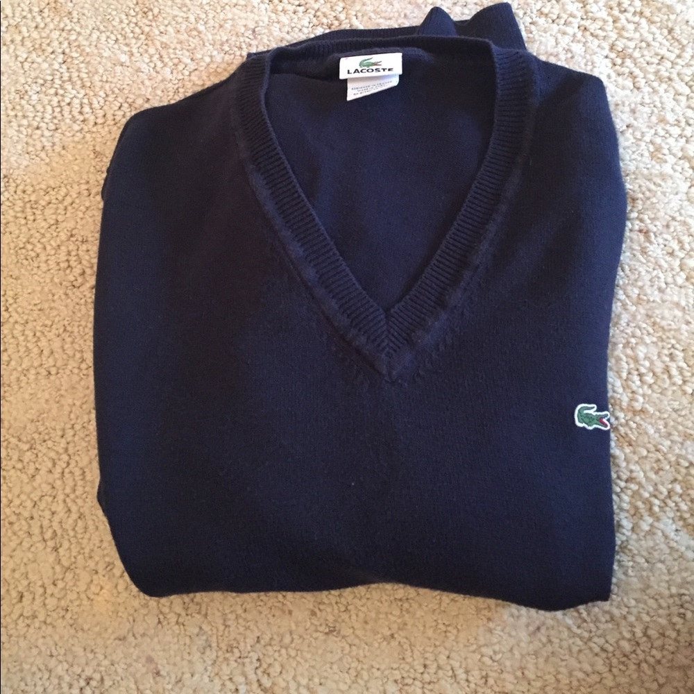 Navy blue Lacoste vneck sweater
