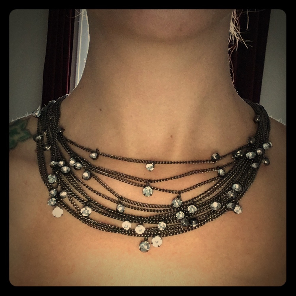 Express pewter rhinestone necklace