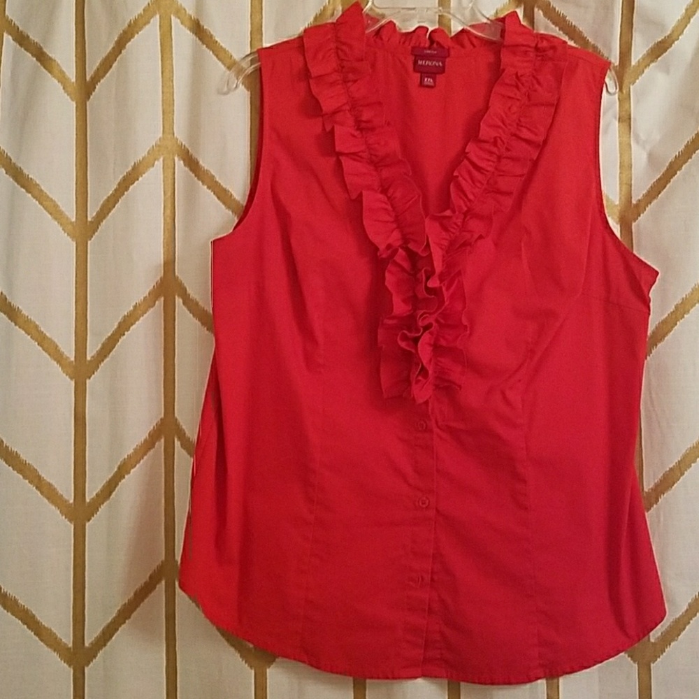 Merona XXL coral/orange sleeveless ruffle blouse