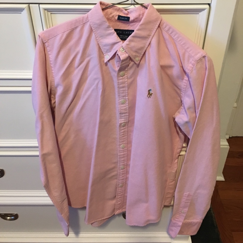 Women's pink longsleeved button up