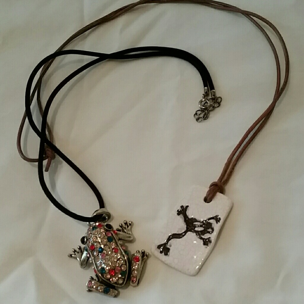 Bundled frog necklaces