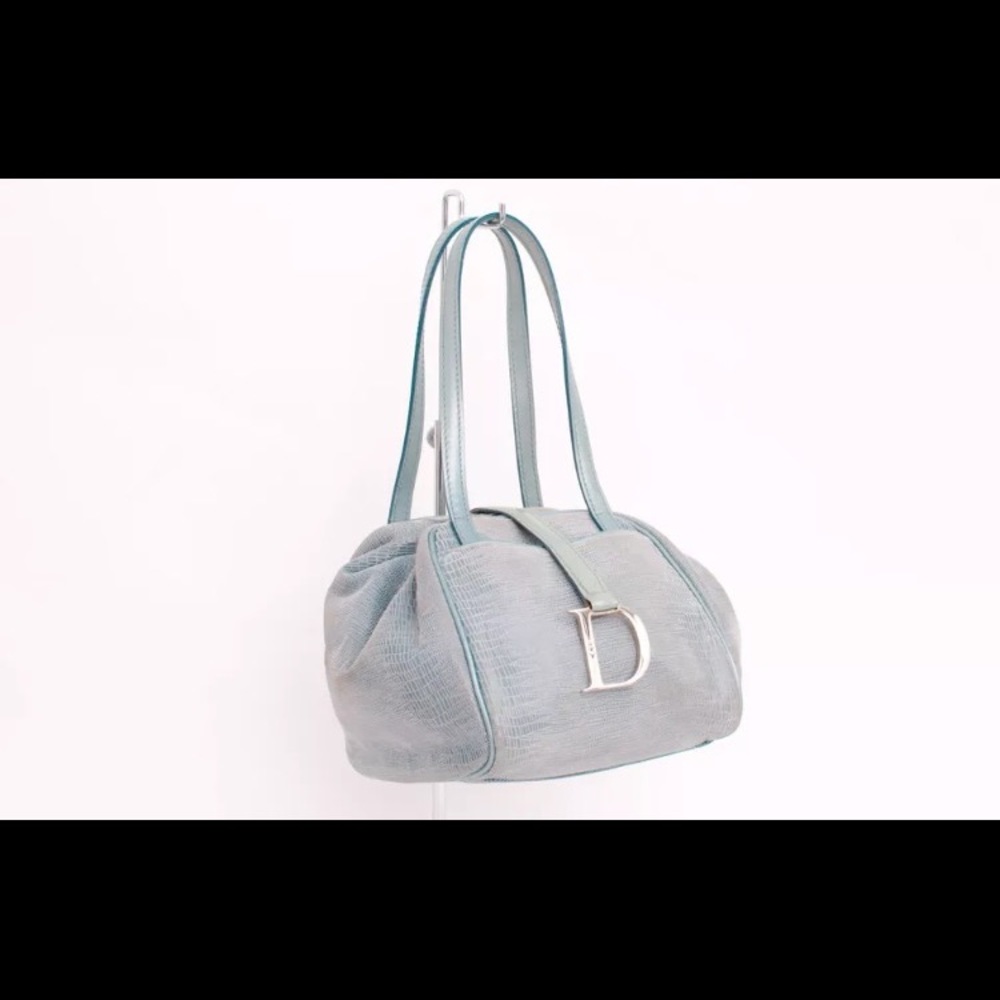 Authentic Christian Dior light blue leather bag