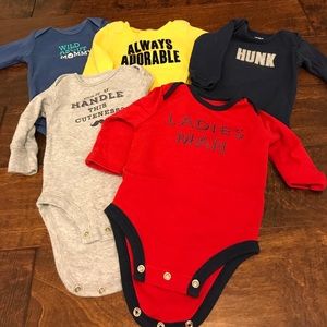 Bundle of 5 Long-sleeve Carter's Onesies, 3 months